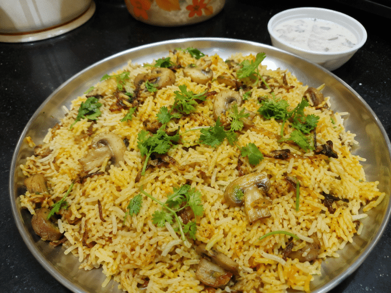 Simple Mushroom Biryani Recipe