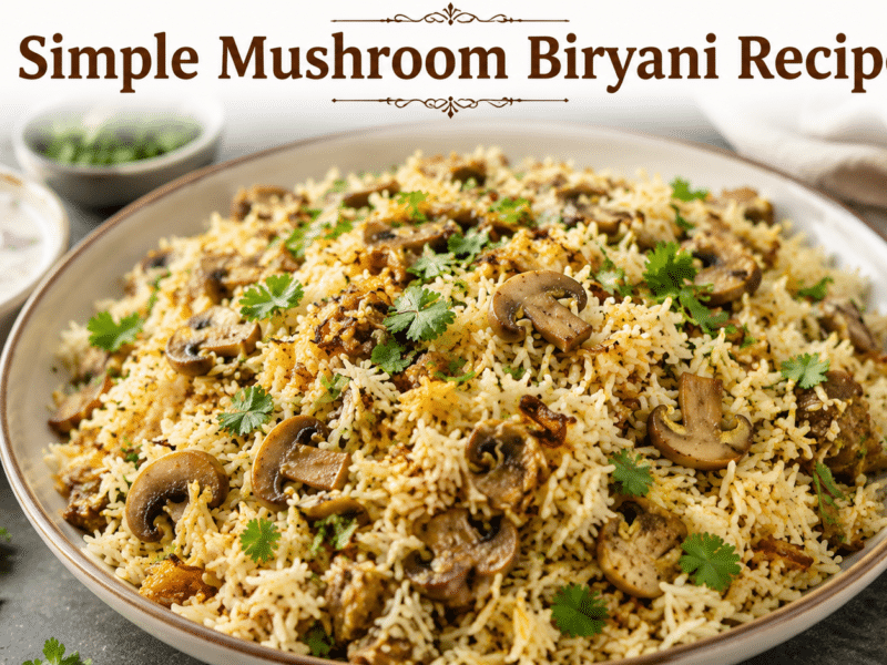 Simple Mushroom Biryani Recipe